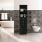 Basicwise Tall Freestanding Linen Tower, Bathroom Cabinet with 2 Open shelves, 3 Drawers, and a Closet, Black QI004611.BK - alternate 6
